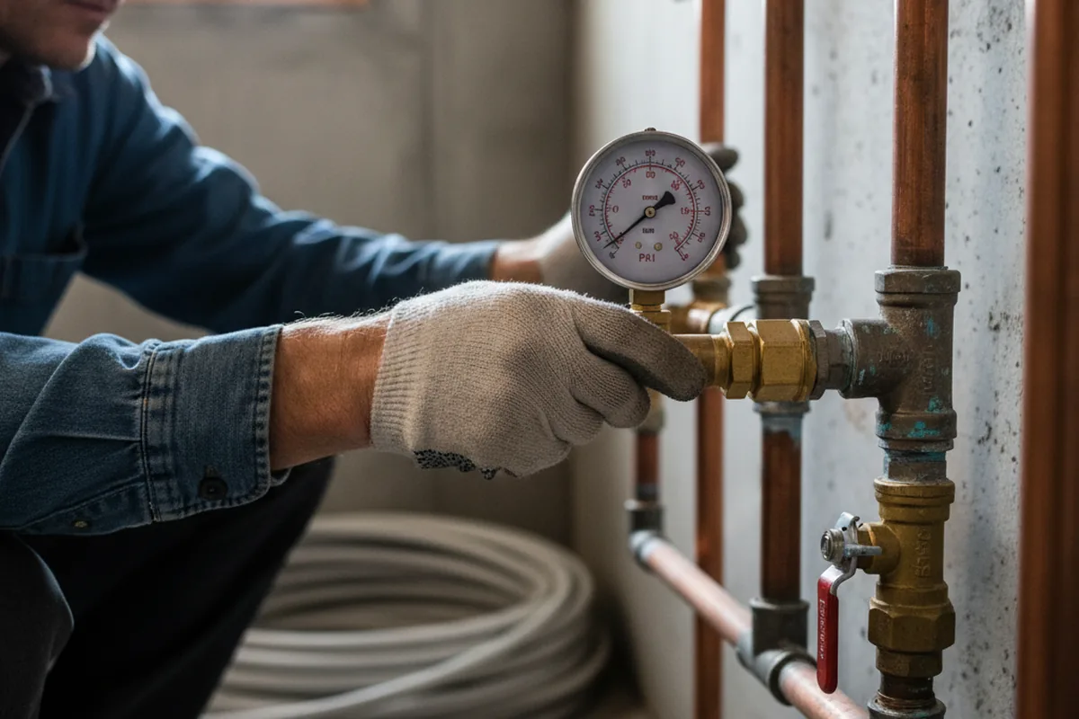 Pressure testing a repaired line during Water Line Repair in South Lake Tahoe